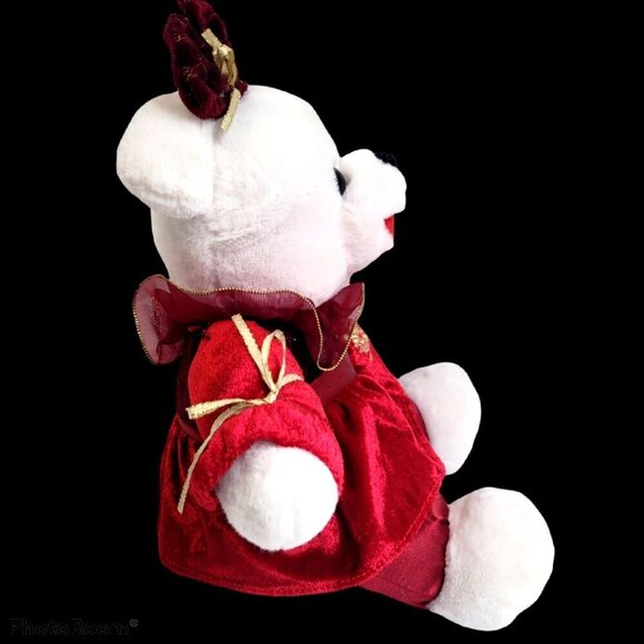 Dan Dee 25th Anniversary Snowflake Girl Bear 12" White Wine Red Dress 2011 - Picture 3 of 8